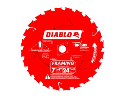 Пильный диск 184 / 16 мм (7 1/4') на 24 зуба по дереву Freud Diablo D0724A