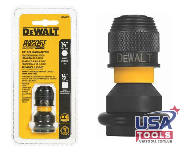 Адаптер-перехідник з квадрата 1/2" на біту (шестигранник) DeWALT DW2298