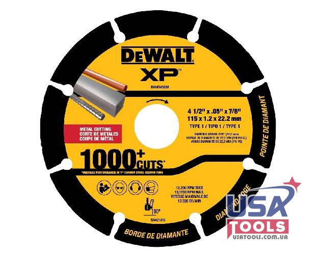 Круг відрізний алмазний по металу 115х1.2 мм на кутову шліфмашину Elite Series XP DeWALT DW47450M
