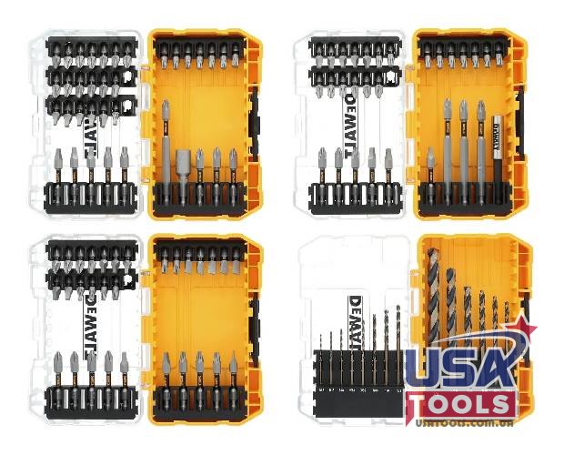 Набір з 110 шт ударних аксесуарів ToughGrip у 4 кейсах DeWALT DWA110SET