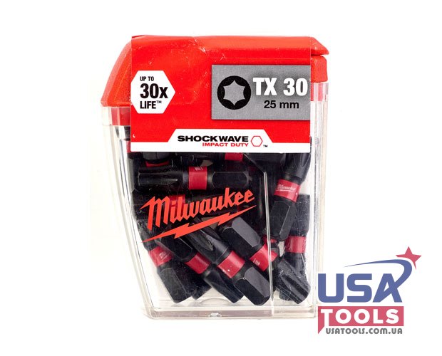 Набор импульсных бит Shockwave Tx30 25 мм 25 шт Milwaukee